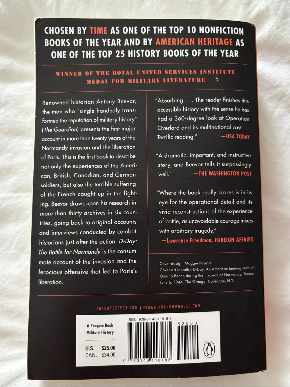 D-DAY by Antony Beevor Best paperback Book  Normandy WW11 History NWT